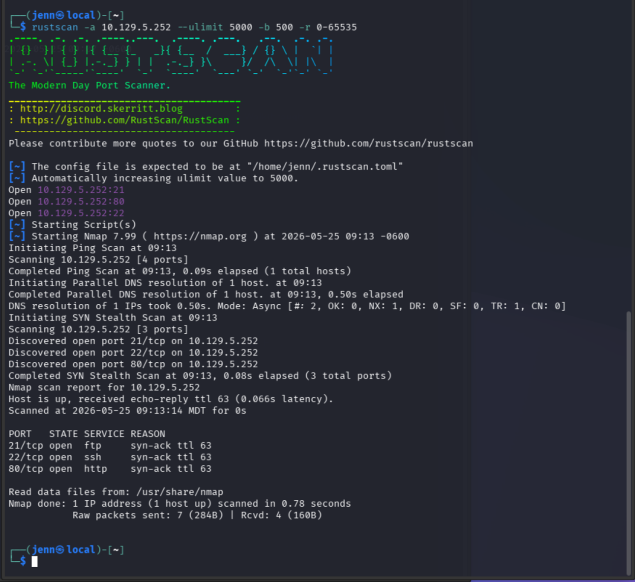 rustscan results